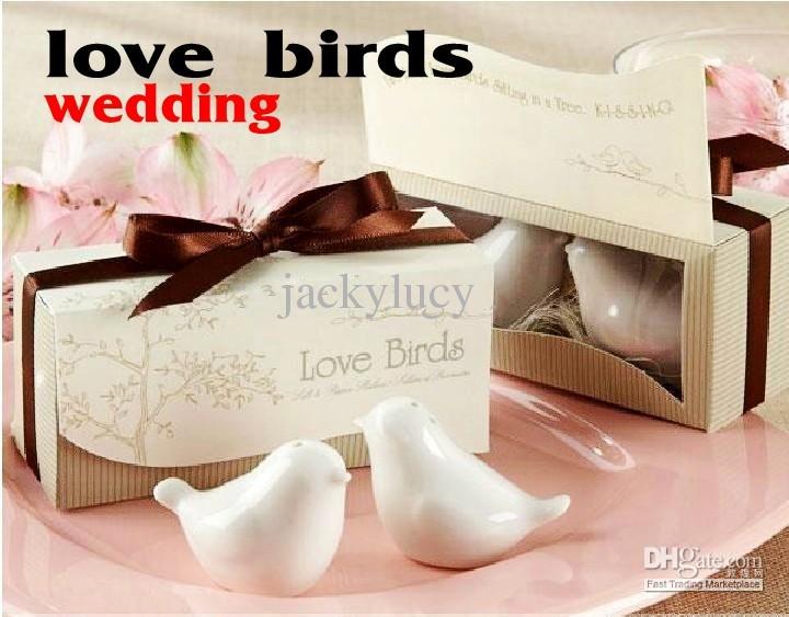 Creative Lovebirds Cruet Salt & Pepper Shakers Wedding Favors Gifts (set of 2) Romantic Theme Free Shipping