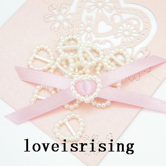 12 Colors For You Pick--500pcs Ivory Heart Shape Pearl Buckles Wedding Favor Box Decor Pearl Buckle Ribbon Slider-Free-shipping