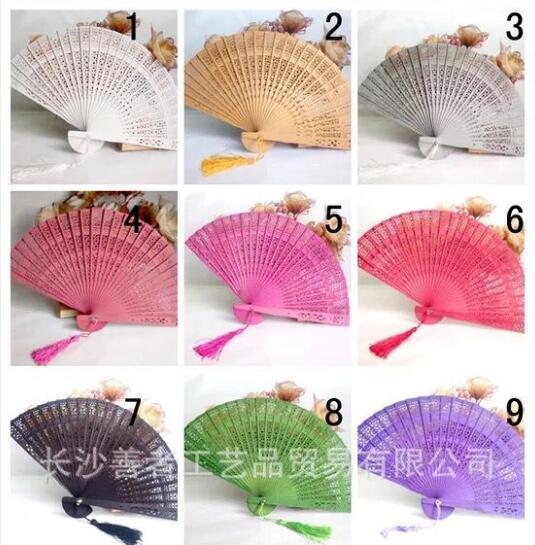 Chinese Style Wedding Favors Gift Fans Sandalwood Folding Cutout Wood Hand Craft Fan+ DHL Wedding Bridal Fans