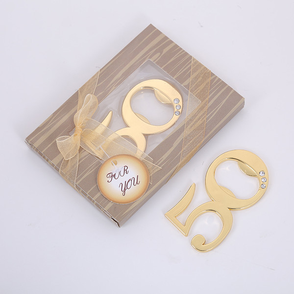 50pcs lot 50th Design beer bottle opener birthday wedding anniversary favours