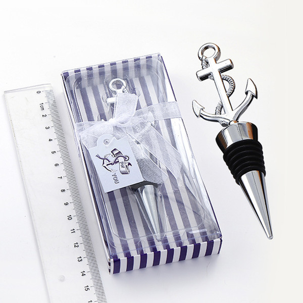 10pcs/lot Classic Creative Wedding Favors Party Back Gifts for Guests Boat Anchor Wine Bottle Stopper Decorations Hot Selling
