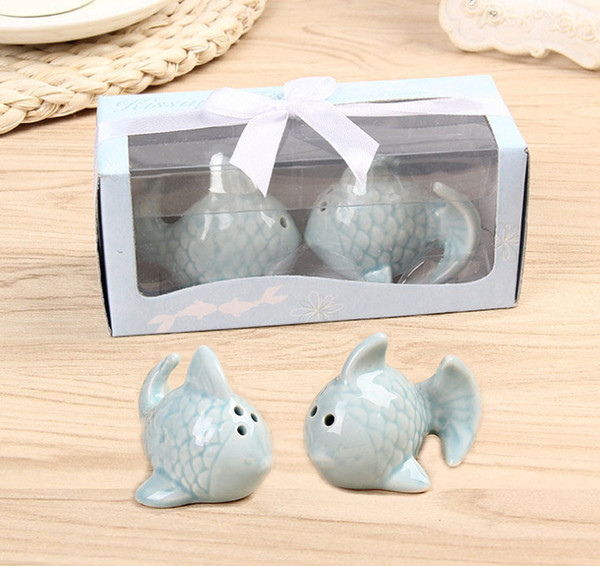 20 Boxes Perfect little Wedding gift for guests Love Fish salt and pepper shakers Wedding favors For Party Gift favor