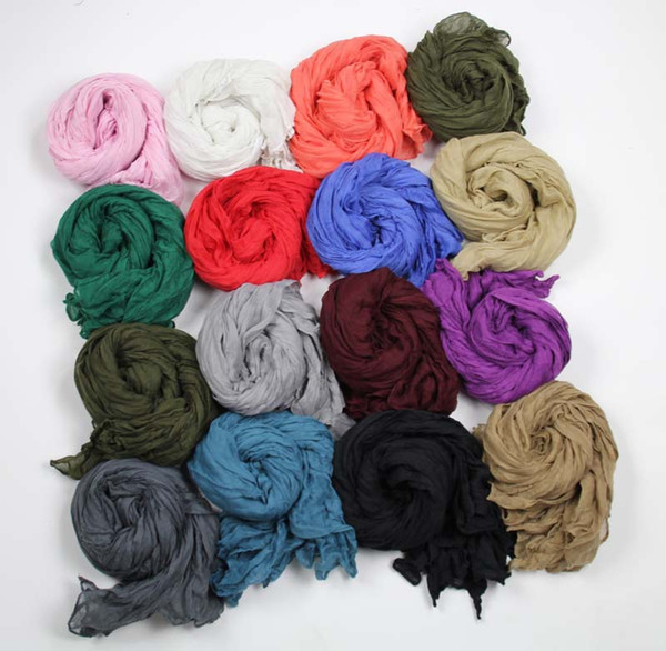 Autumn and winter solid color cotton wild pleated long scarf air conditioning scarf shawl birthday wedding gift