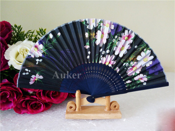 Classical Chinese Wedding favor Gift Flower Silk Fabric Hand Fan Sakura & Butterfly Adult's Festival Cloth Folding Craft Fan