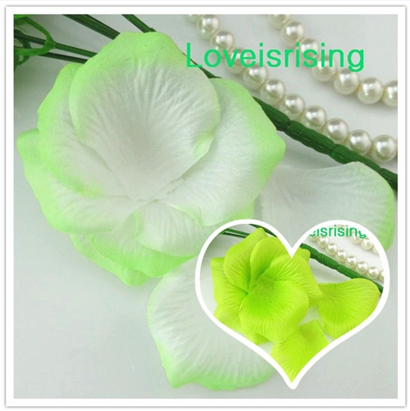 5 packs(720pcs) Pale Green-White Non-Woven Fabric Artificial Rose Flower Petal For Wedding Party Favor Decor-Free Shipping