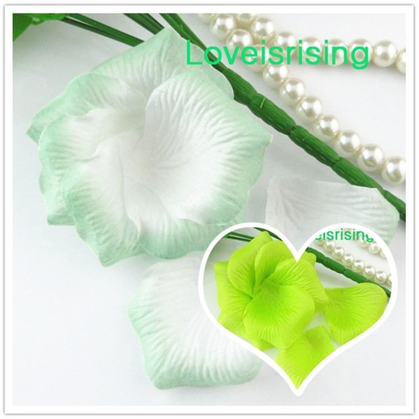 5 packs(720pcs) Light Green-White Non-Woven Fabric Artificial Rose Flower Petal For Wedding Party Favor Decor-Free Shipping