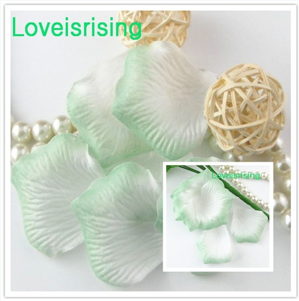 Free Shipping--10 packs(1440pcs) Light Green&White Non-Woven Fabric Artificial Rose Flower Petal For Wedding Party Favor Decor