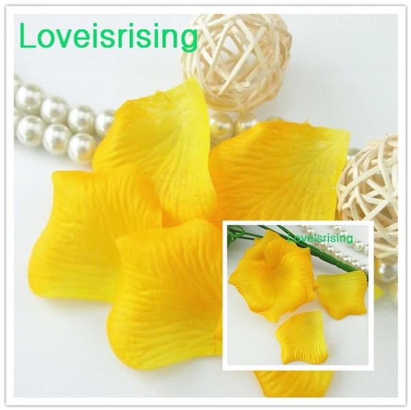 Free Shipping--10 packs(1440pcs) Gold Yellow Non-Woven Fabric Artificial Rose Flower Petal For Wedding Party Favor Decor