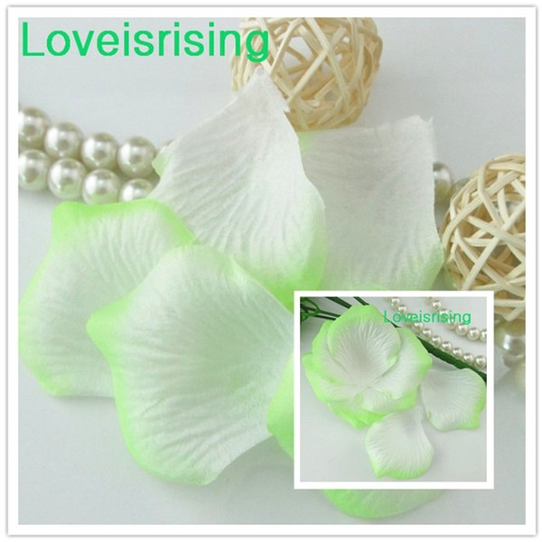 Free Shipping--10 packs(1440pcs) Pale Green&White Non-Woven Fabric Artificial Rose Flower Petal For Wedding Party Favor Decor