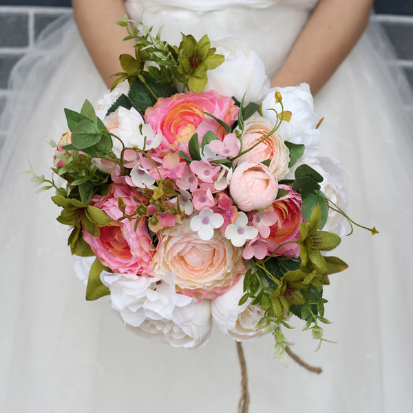 H&S BRIDAL Vintage Pink Wedding Flowers 2022Romantic Wedding Colorful Wedding Flower Artificial Rose Korea Style ramo de novia