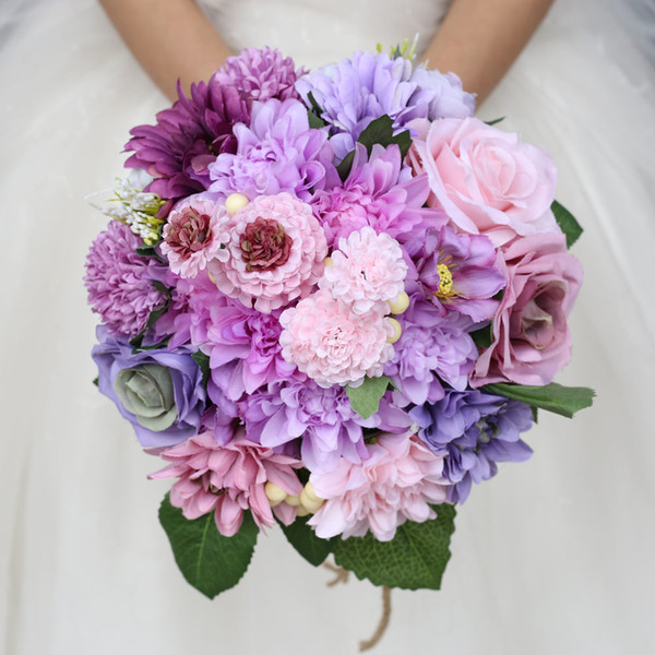 H&S BRIDAL Light Purple Wedding Flowers Romantic Species Of Orchid Rose Bridesmaid Bridal Bouquets Wedding Flower ramos de novia