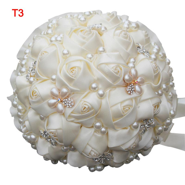 H&S BRIDAL Fuchsia Wedding Flowers with pearl Romantic Bridesmaid Bridal Bouquets Artificial Wedding decoration ramos de novia