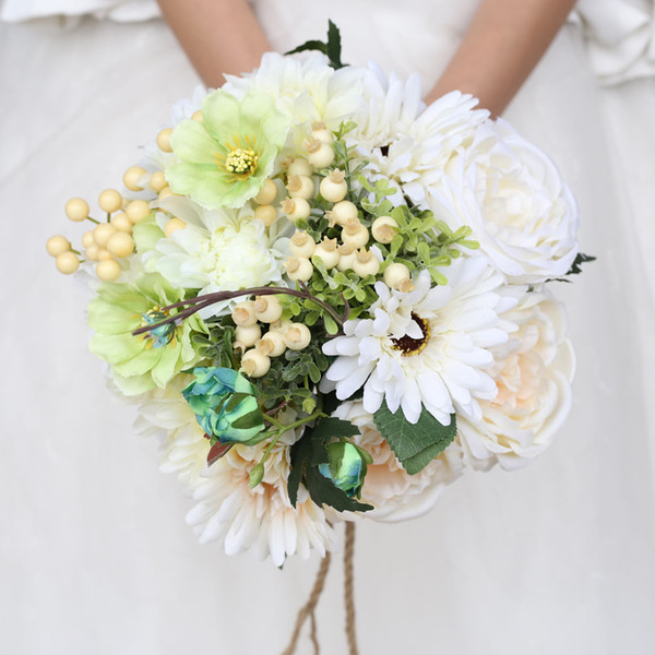 H&S BRIDAL Species Wedding Flowers Women Elegant Bridal Bouquet 2022New Artificial Bridesmaid Bridal Bouquets ramos de novia