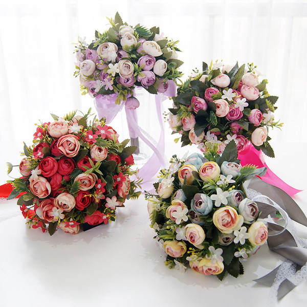 Stunning Bridal Bouquets New Arrival 2019 Wedding Accessories Roses Purple/Gray/Red Bridal Bouquets 17*25CM Free Shipping