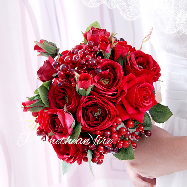 Red Bouquets New Arrival 2019 High Quality Wedding Flowers Bridal Bouquets 20 * 30 cm Wedding Accessories