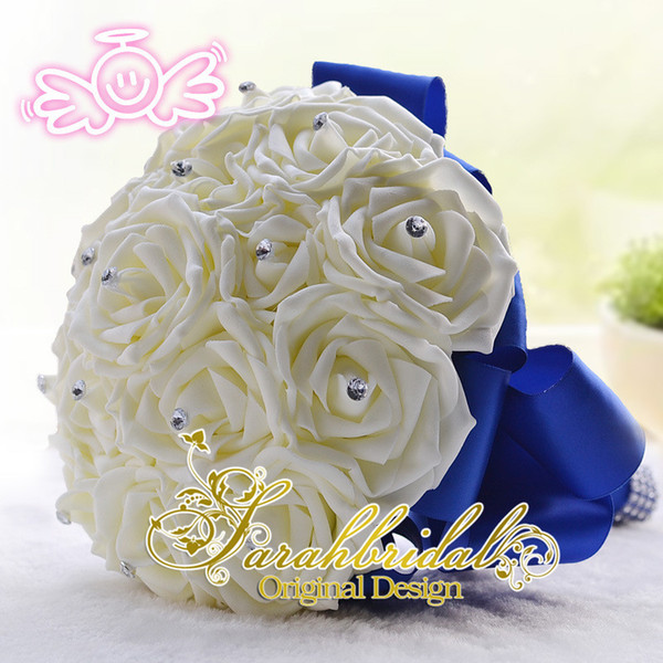 New Romantic Beige Wedding Flower Bridal Bouquet Pearls Silk Lace Bouquet Ribbons High Imitation Pearls Bouquet