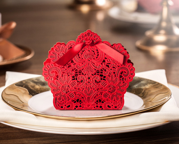 Wedding Favor Boxes Laser Cut Favor Wedding Paper Laser Red Candy Tin Containers Chinese Wedding Party Favors