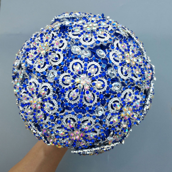 Luxury royal blue full diamond wedding bouquet bride bouquet sparkling decoration wedding can be customized any color W5999