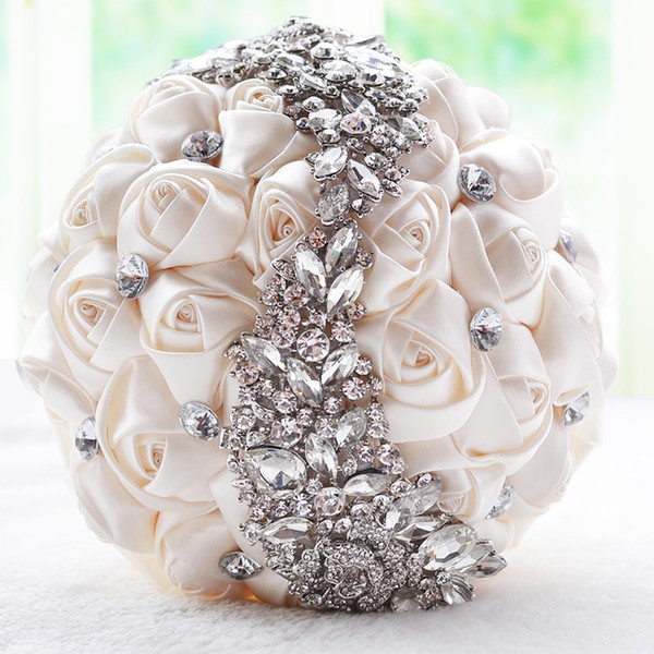 Stunning Bridal Bouquets Wedding Flowers Sparkling Crystal High Quality Wedding Accessories Pink,Gray,Champagne,Red.Purple Bouquets