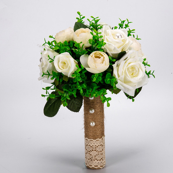 Modern Colorful White Wedding Bouquet Handmade Artificial Flower Rose buque casamento Bridal Bouquet for Wedding Decoration CPA1591