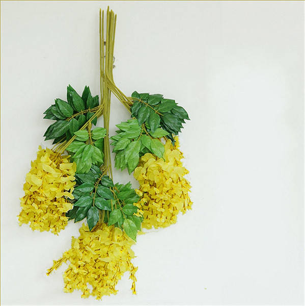 72CM Silk Artificial Plastic Flower Wisteria Garland Plants Vine Rattan for Home Garden Hotel Wedding Decoration Yellow-12pcs-WG