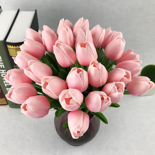 Wholesale 16 Colors Available PU Tulip Flowers Artificial DIY Bride Bouquet Home Party Festival Decoration Flowers 34cm Long