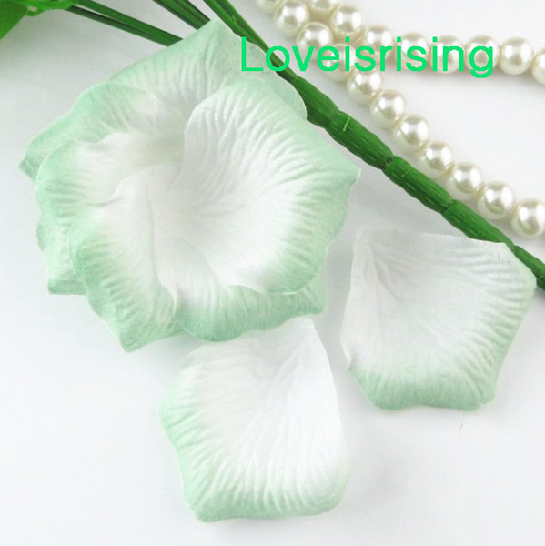 5 packs(720pcs) Green White Non-Woven Fabric Artificial Rose Flower Petal For Wedding Party Favor Decor-Free Shipping