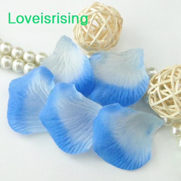 10 packs(1440pcs) Blue White Non-Woven Fabric Artificial Rose Flower Petal For Wedding Party Favor Decor-Free Shipping