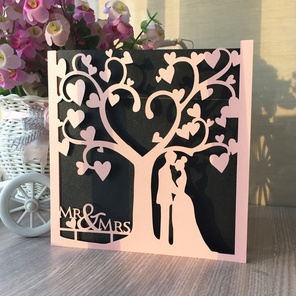 Hollow Laser Cut Custom Wedding Invitation Cards Theme Bridal Birthday Party Festival Supplies Decoration Grand Events