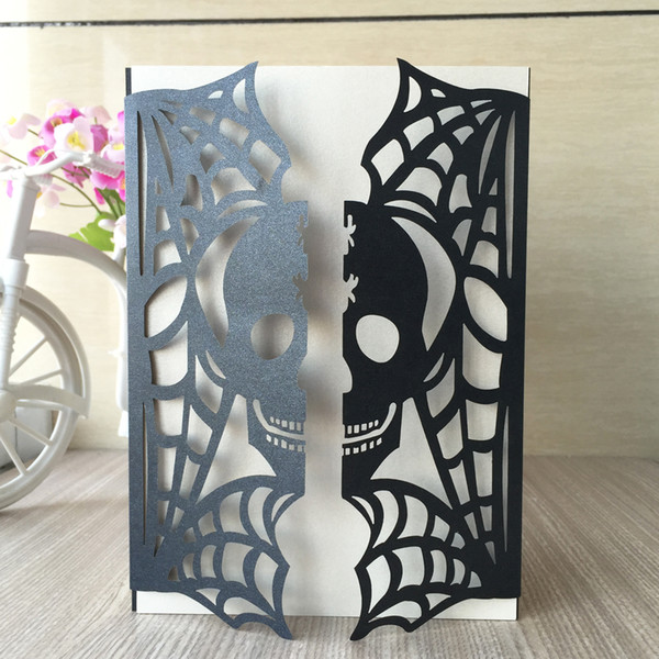 20Pcs/Lot Skull Pattern Unique Wedding Invitation Cards Exquisite Envelope Modern Stylish Engagements Ceremony Invitations Halloween Party