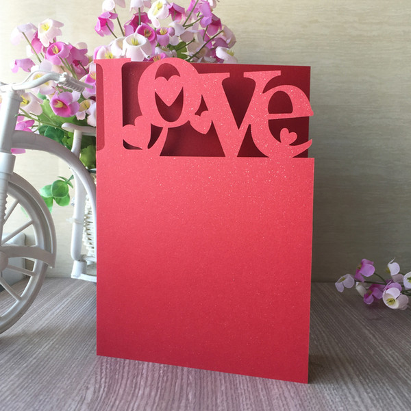 35PCS /lot Big Love Words Apply To Wedding Invitation Cards With Hollow Laser Cut Lace Sculpture Bridal Shower Modern Style