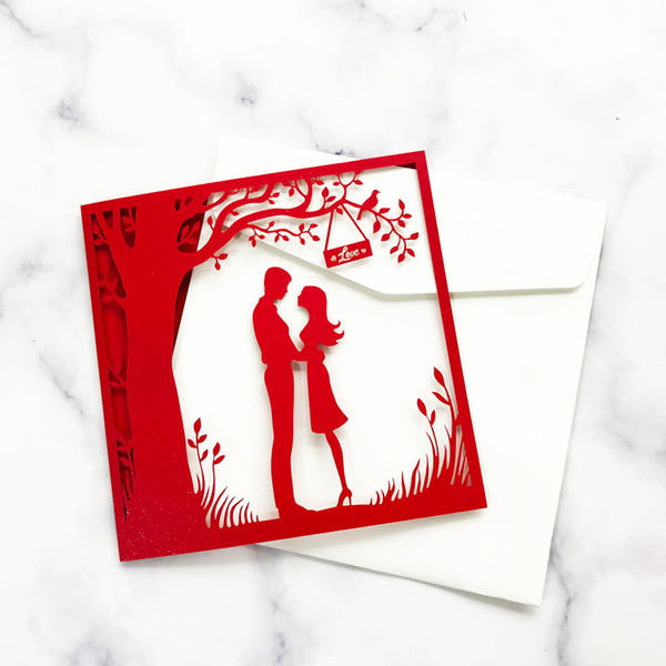 Hollow Laser Cut Honey Lover Wedding Invitation Card Envelope Simple Design Graduation Engagements Valentine's Day Invitation Supplies