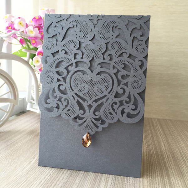 Wedding Invitation Cards Gem Decoration Envelope Flower Sculpture Using To Festival Blessing Valentine's Theme Party Ceremony