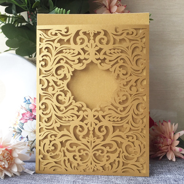 25PCS /lot Hollow Luxury Envelop Exquisite Royal Wedding Invitation Card Universal Festival Birthday Party Invitations Thanksgiving Gift