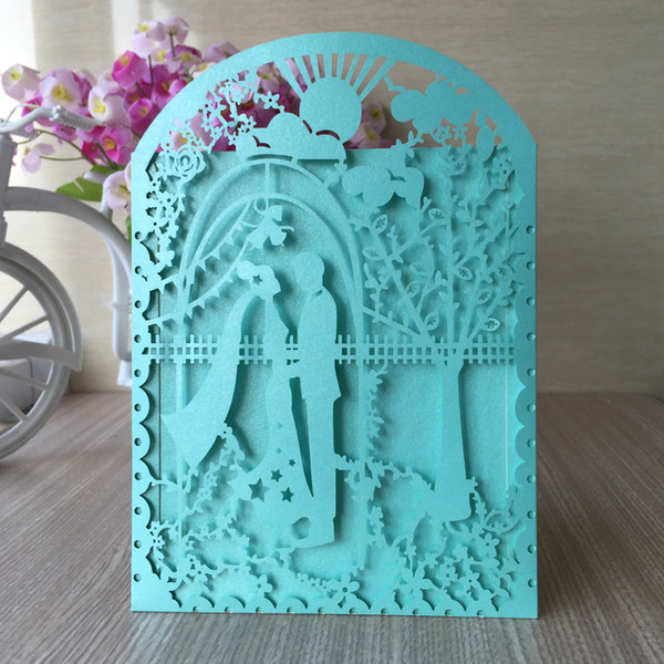 25 pcs / lot Village Garden Style Wedding Invitations Card Fine Sculpture Envelop Marriage Engagements Gifts Wish Card Party