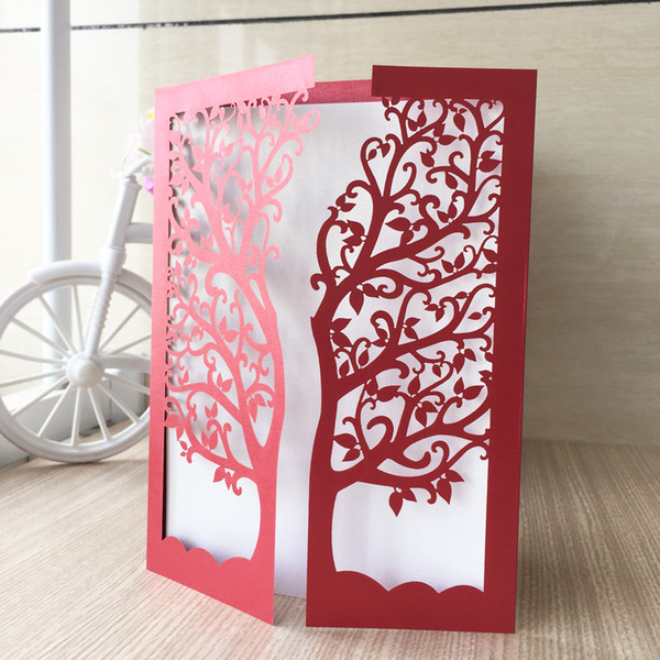 Beautiful Floral Wedding Party Invitation Cards Sculpture Tree Envelope Supply To Engagements Valentine's Day Gifts Cards