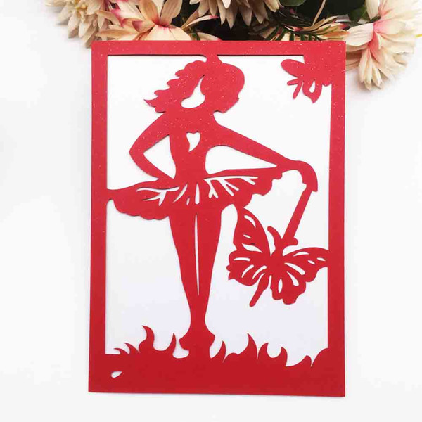 Hollow Laser Cut Love Dance Girl Wedding Invitation Card Ceremony Graduation Thanksgiving Party Festival Celebration Supplies