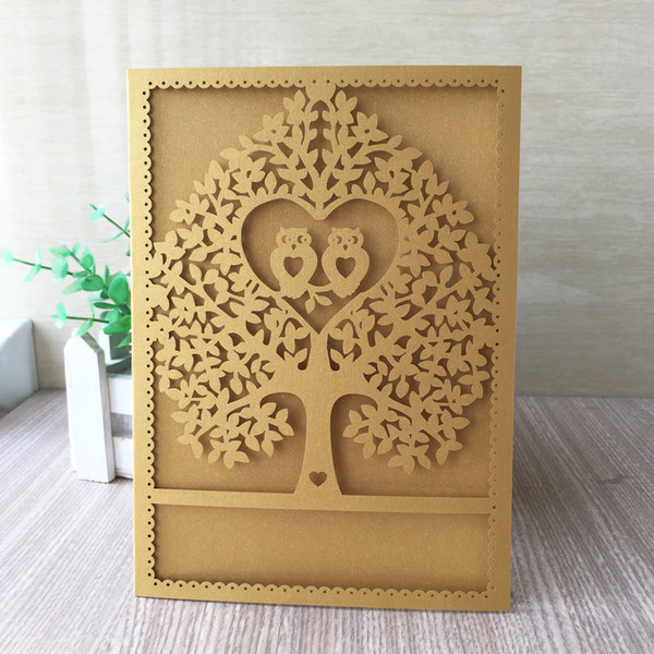 35PCS /lot Beautiful Design Wedding Invitations Cards With Owl In Love Wedding Grand Event Birthday Invitations Supplies