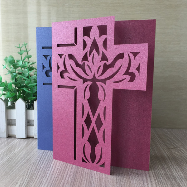 35PCS /lot Christian Cross Wedding Invitations Cards Grand Theme Event Birthday Blessing Christening Baptism Invitation Cards Supplies