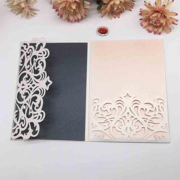 35PCS /lot Hollow Laser Cut Wedding Invitation Cards Crown Lace Pattern Business Theme Party Supply To Yong People