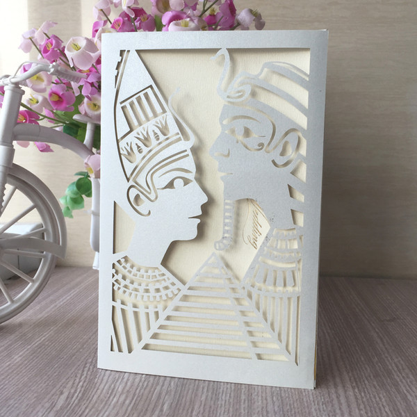 35PCS /lot Hollow Lase Cut Exquisite Egypt Traditional Culture Wedding Invitations Cards Marriage Ceremony Blessing Supplies