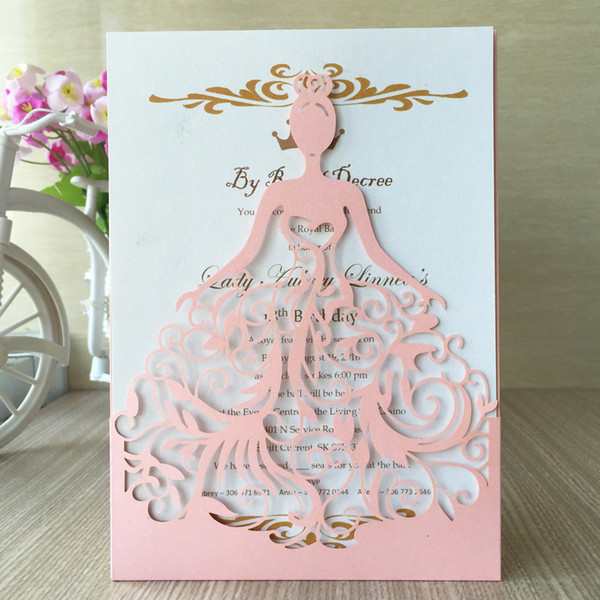 30pcs / lot Elegance Girl Sweet Wedding Invitation Cards Exquisite Envelop Bridal Shower Invitation Cards Graduation Blessing Invitations