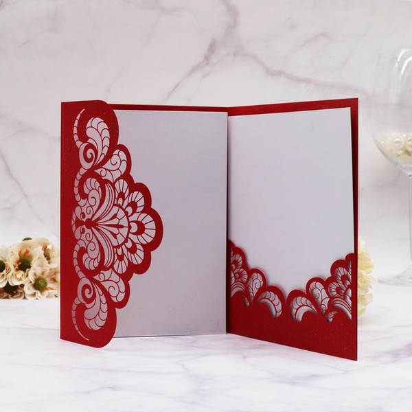 Sample Red Color Wedding Hollow Invitation Card 3 Folded Flower Invitation Card Party Grand Events Supplies