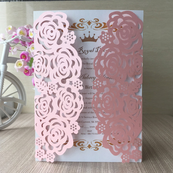 30Pcs /lot Beauteous Flower Wedding Invitation Cards Hollow Envelope Comely Sculpture Invitation Cards Ceremony Grand Events Birthday Party