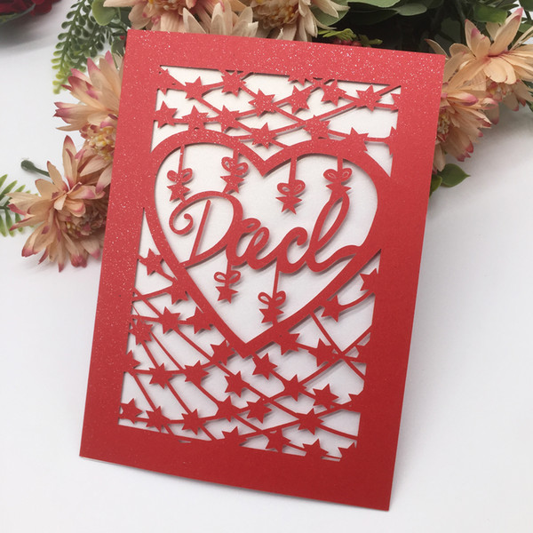 35PCS /lot Hollow Laser Cut Custom Dad Words Wedding Invitation Card Father's Day Blessing Gift Cards Supplies