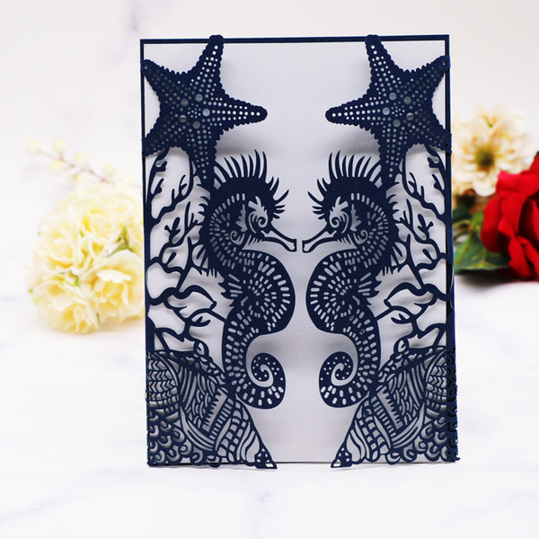 Hollow Luxury Wedding Invitation Card Unique The Sea Theme Party Halloween Festival Marriage Engagements Ceremony Supplies