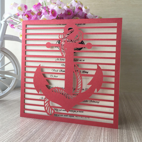 25Pcs/Lot Wedding Invitations Card Envelope Anchor Pattern Sculpture Marriage Invitations Card Sea Theme Activity Invitations Supplies