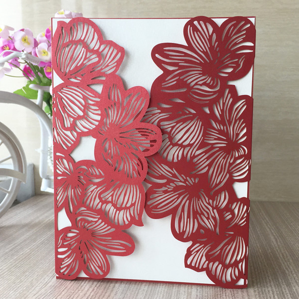 Lotus Petal Sculpture Hollow Laser Cut Wedding Invitation Cards Valentine's Day Garden Theme Invitation Cards Thanksgiving Festival Cards