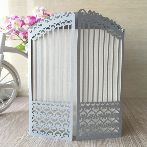 25pcs / lot Sculpture Is Door Design With Hollow Heart Wedding Invitations Cards Envelope Ceremony Blessing Festival Supplies