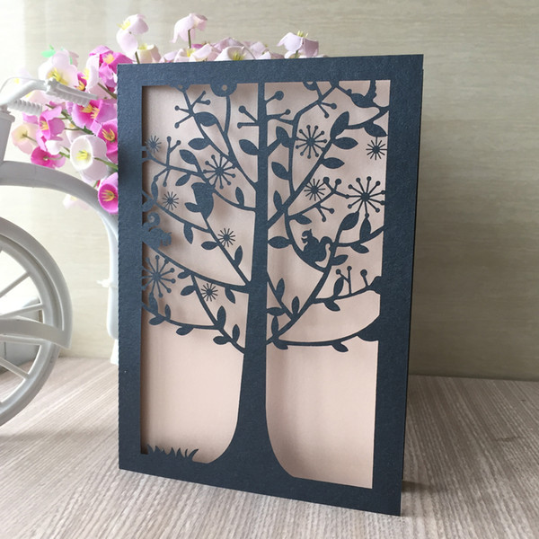 Hollow Wedding Invitation Cards Squirrels and trees Pattern Marriage Birthday Party Bridal Shower Exquisite Invitations Cards